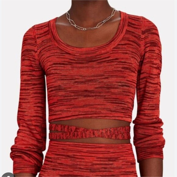 Alexis Loli Space-Dyed Knit Scoop Neck Long Sleeve Crop Top Women's Size Medium - Picture 4 of 13